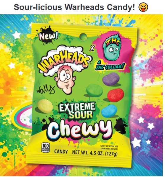 Warheads Extreme Sour Chewy Peg Bag (127g).