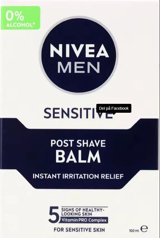 Post Shave Balm Sensitive Nivea Mens  100ml.