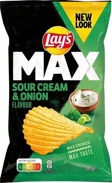Lay's Sour Cream&Onion Max 185g*22st./Hele Kartong-Dato