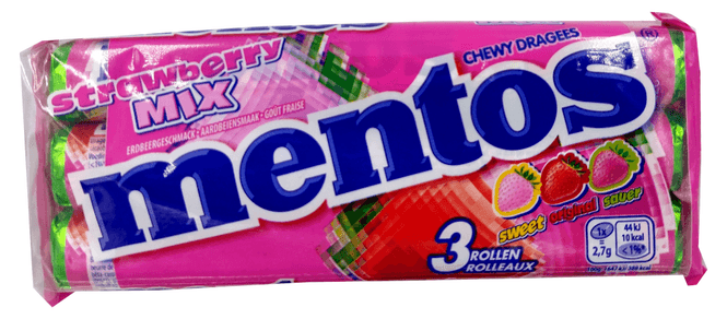 Hovedbilde Mentos Strawberry Mix 3pk.