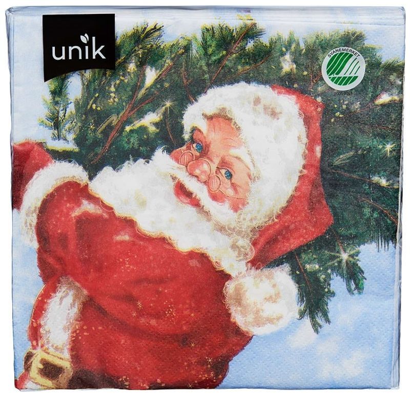 Lunsjservietter Julenisse m/Juletre Unik 20st.