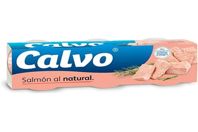 Hovedbilde Calvo Laks/Salmon Natural 80g*3pk.