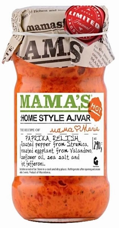 Ajvar Rød Sterk Hjemmelaget Mama's 290g.