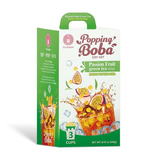 Popping Boba Diy Kit Passion Green Tea O's 240g./3Cups