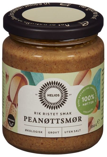 Hovedbilde  Peanøttsmør grovt u/salt økologisk Helios 250g.