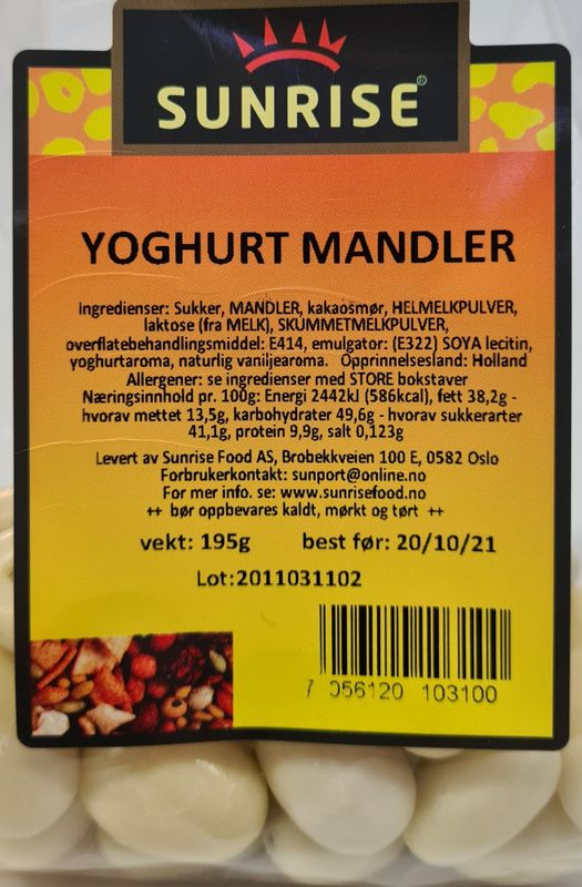 Yoghurt Mandler Sunrise 195g.