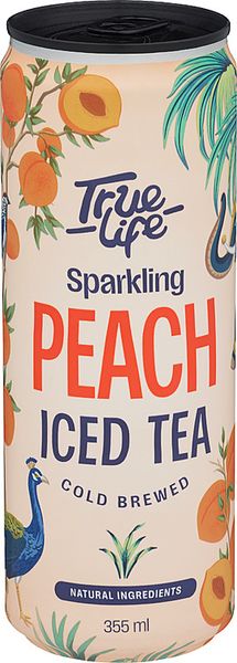 True Life Sprudlende Ice Tea Peach 355ml.