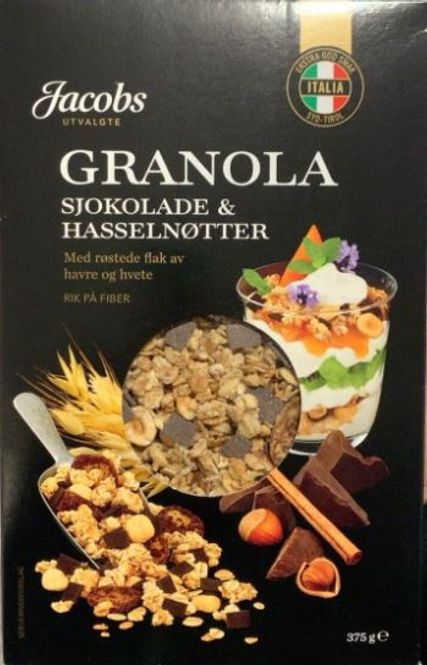 Hovedbilde Jacobs Granola Sjokolade& Hasselnøtter 375g.
